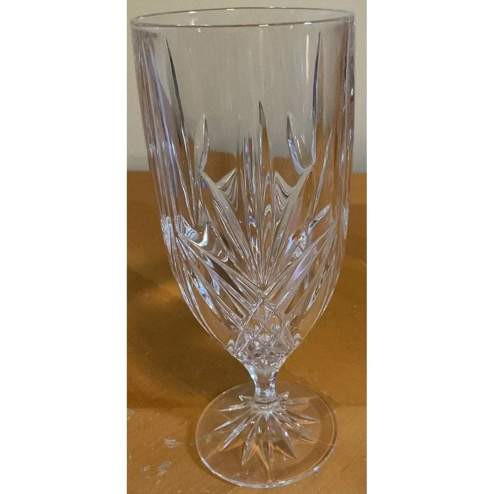 Set of 3 Godinger Milano Pattern Lead Crystal Goblets Iced‎ Tea Water Wine Glass